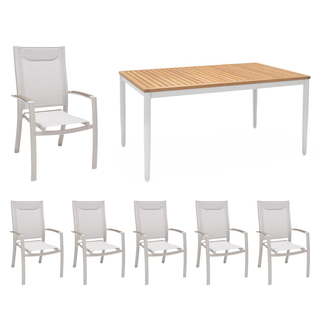 LifestyleGarden Urbanite Gartenmöbel-Set L (6 Plätze) Tisch 144x90cm