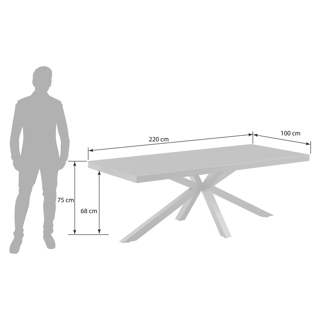 OUTLIV. Gartentisch 220x100cm Aluminium/Dekton
