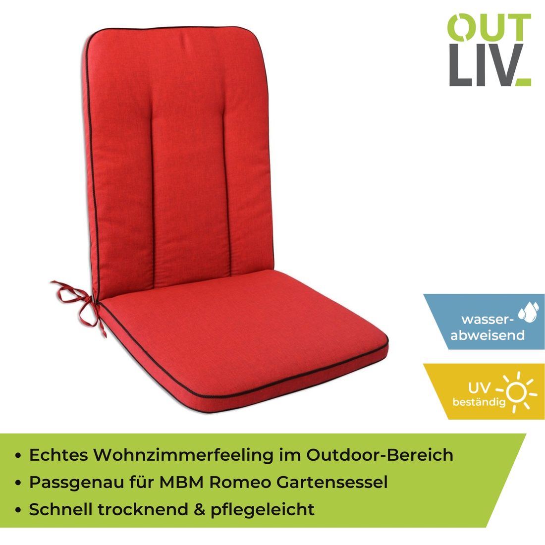 OUTLIV. Romeo Elegance Gartenstuhlauflage Mittellehner 48x109cm Olefin