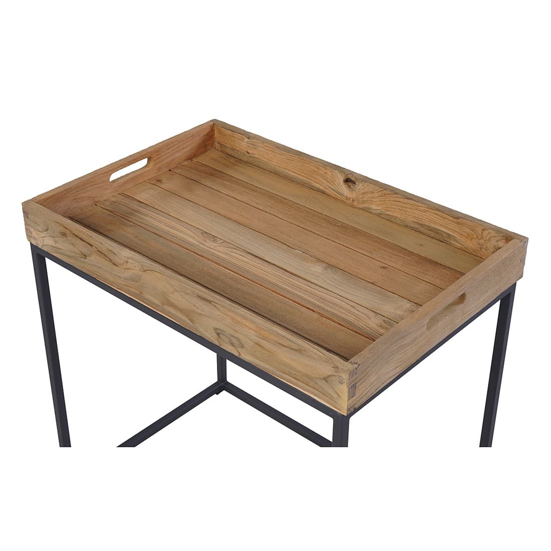 OUTLIV. Tray Beistelltisch 60x40cm Stahl/Teak Recycelt