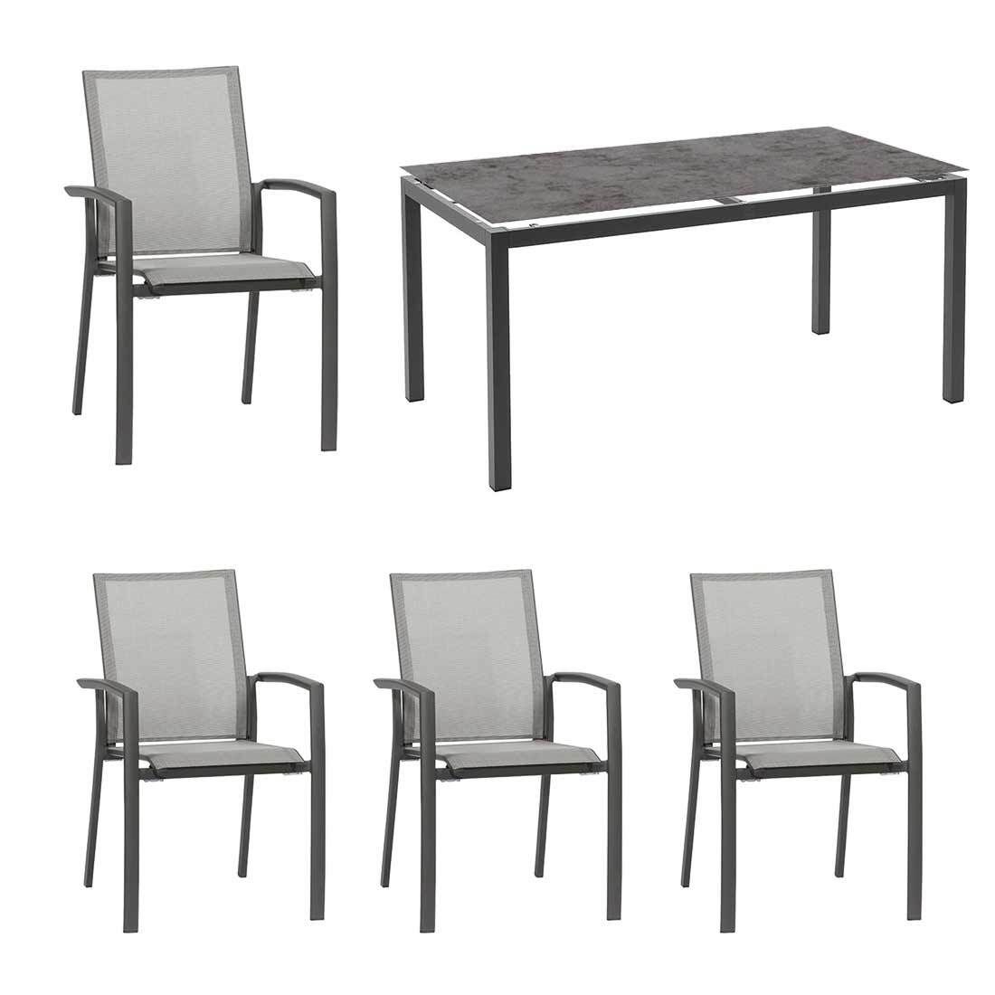Siena Garden Velia Gartenmöbel-Set M (4 Plätze) mit OUTLIV. Tisch 160x90cm