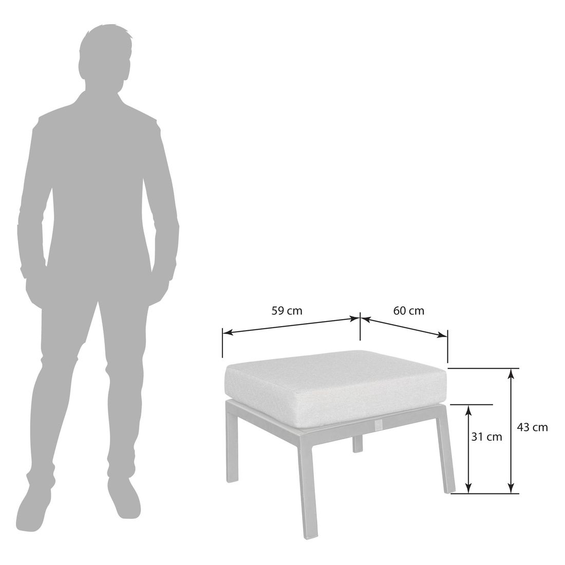 LC Garden Sondrino Loungehocker Aluminium/Kunstfaser