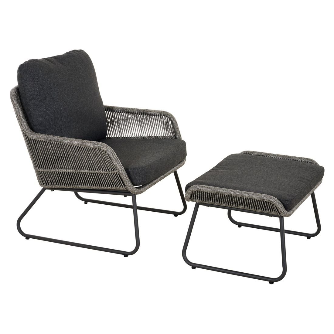 Siena Garden Kansas Loungesessel inkl. Hocker Aluminium/Geflecht