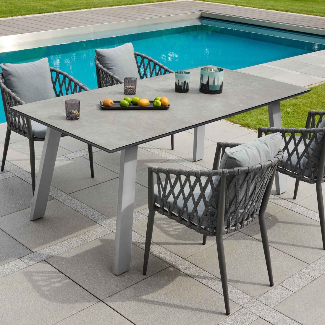 LC Garden Sunrest Gartentisch 180x90cm Aluminium/Glaskeramik