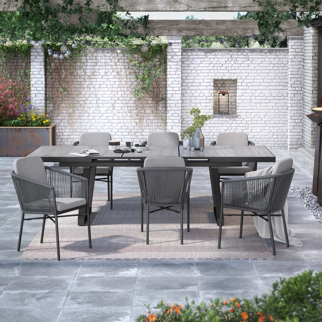 OUTLIV. Ohio Gartenmöbel-Set L (6 Plätze) Tisch 200/260x100cm