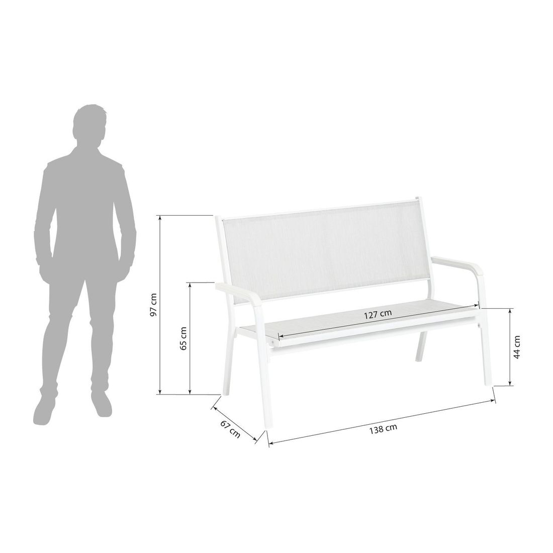 Kettler Basic Plus 2-Sitzer-Gartenbank Aluminium/Outdoorgewebe