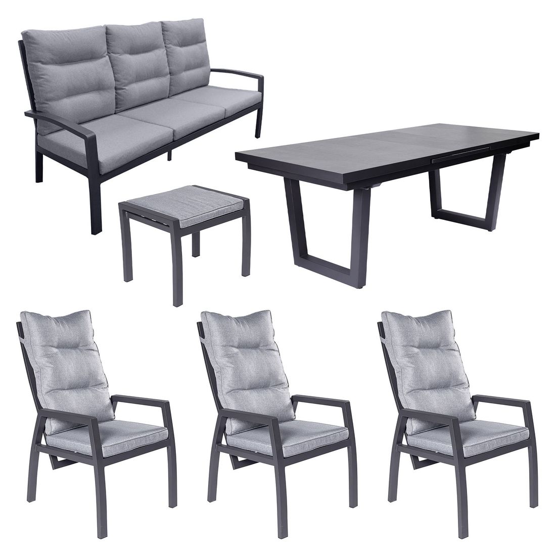 LC Garden Bondino Gartenmöbel-Set L verstellbar (6 Plätze) Tisch 200/260x100cm