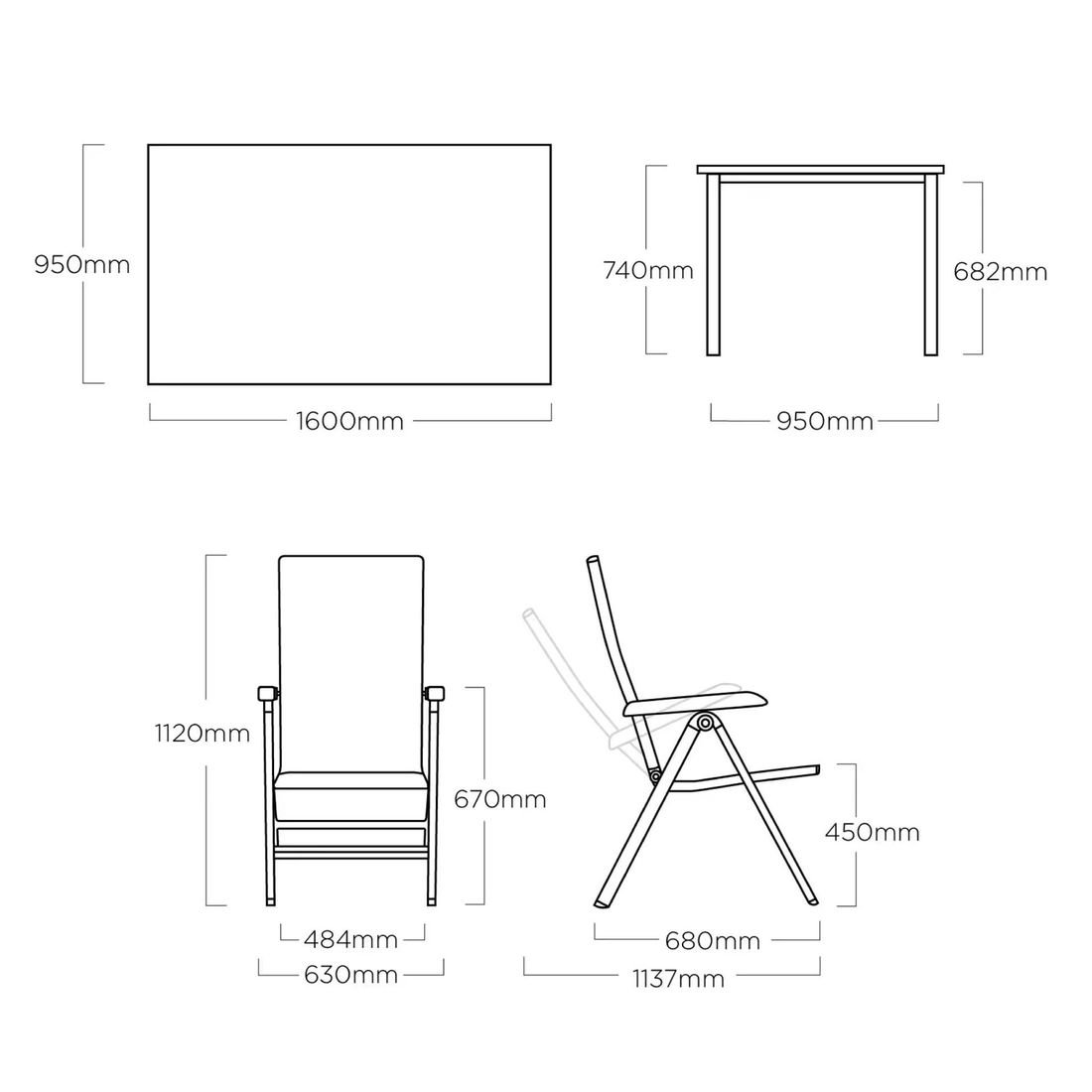 Kettler Forma II Gartenmöbel-Set Tisch 160x95cm
