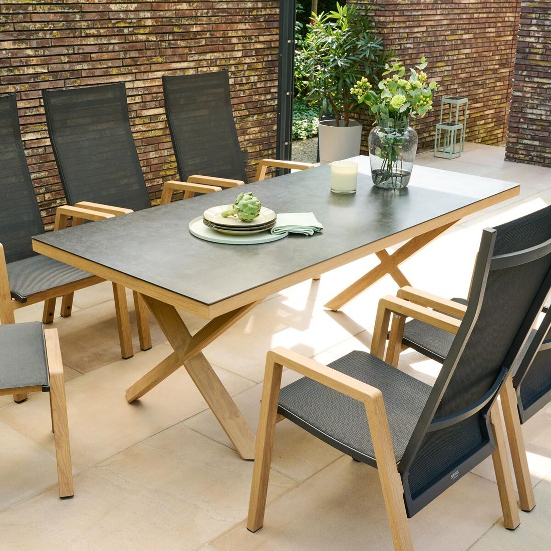 Siena Garden Catania Gartentisch 200x90cm Aluminium/Glaskeramik