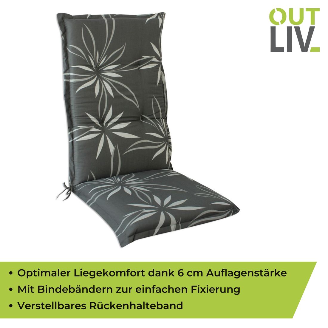 OUTLIV. Florence Gartenstuhlauflage Hochlehner 50x120cm Mischgewebe