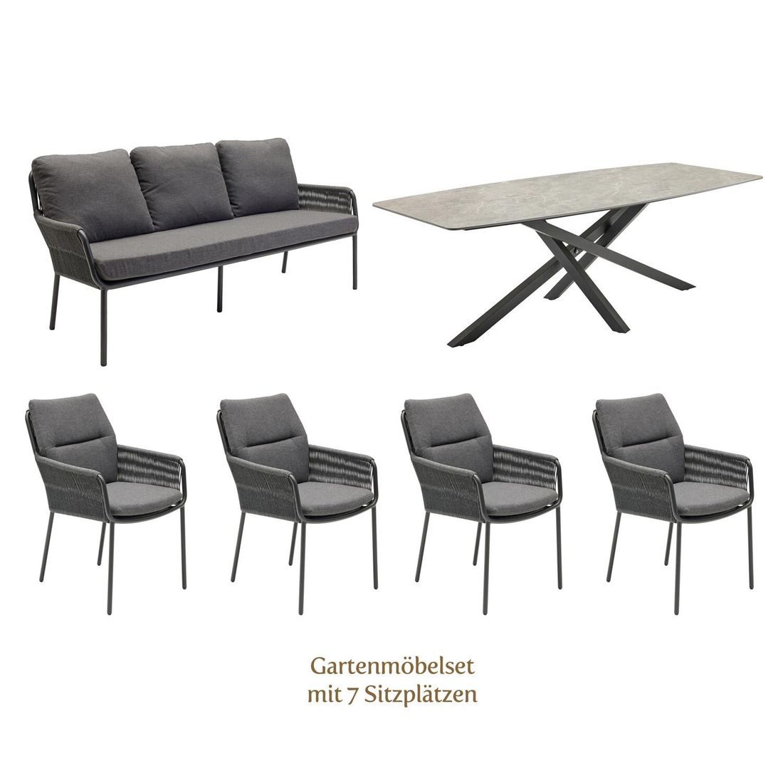 LC Garden Como Gartenmöbel-Set L (7 Plätze) Tisch 200x100cm