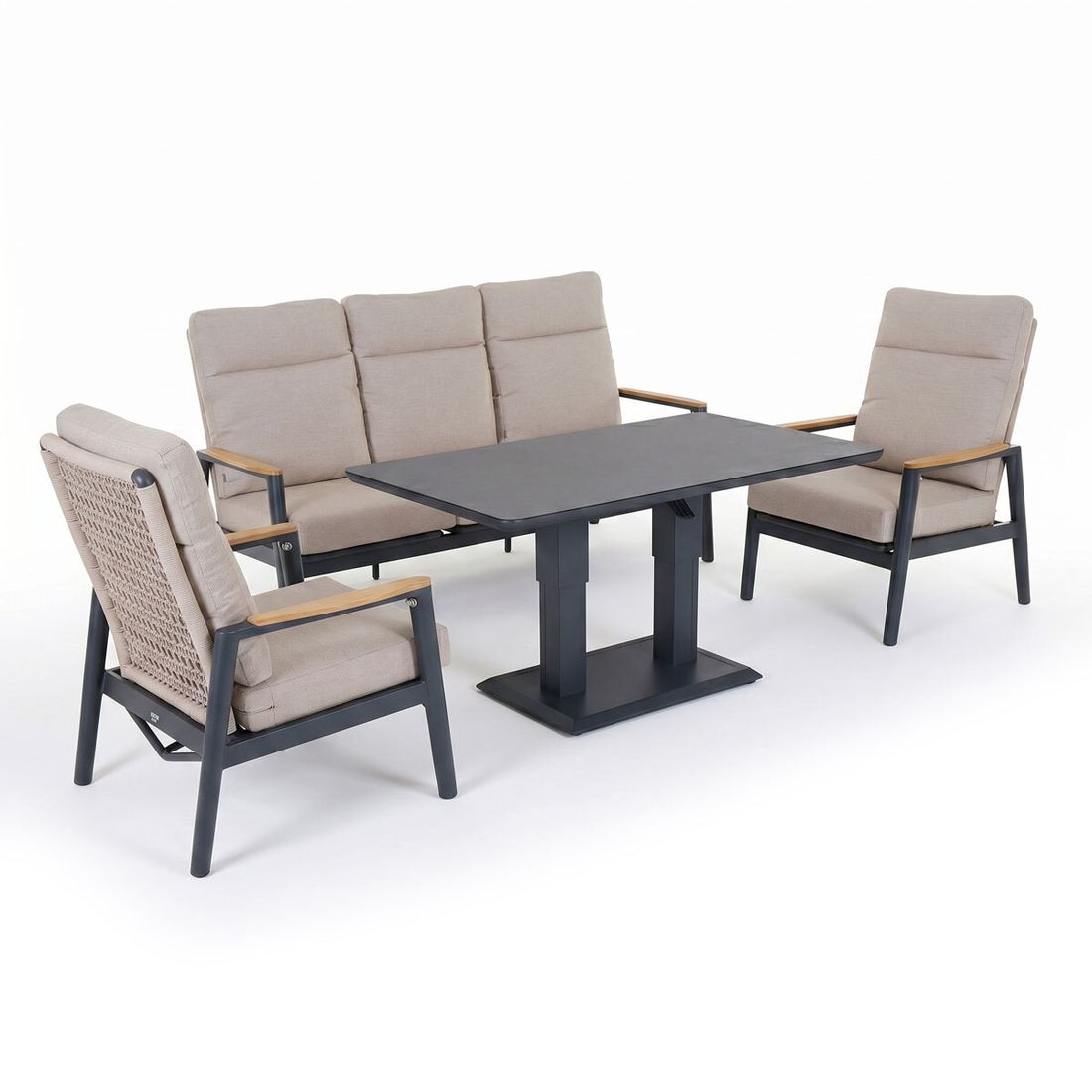 Siena Garden Cortina Loungeset verstellbar inkl. OUTLIV. Lifttisch Aluminium/Rope/Polypropylen