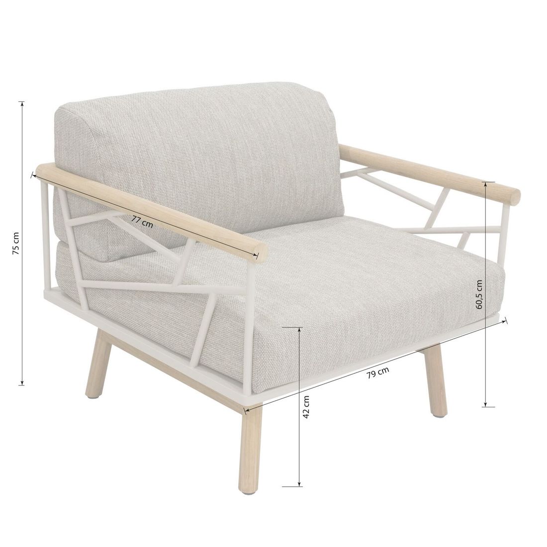 Zebra Solena Loungesessel Edelstahl/Teak/Sunproof