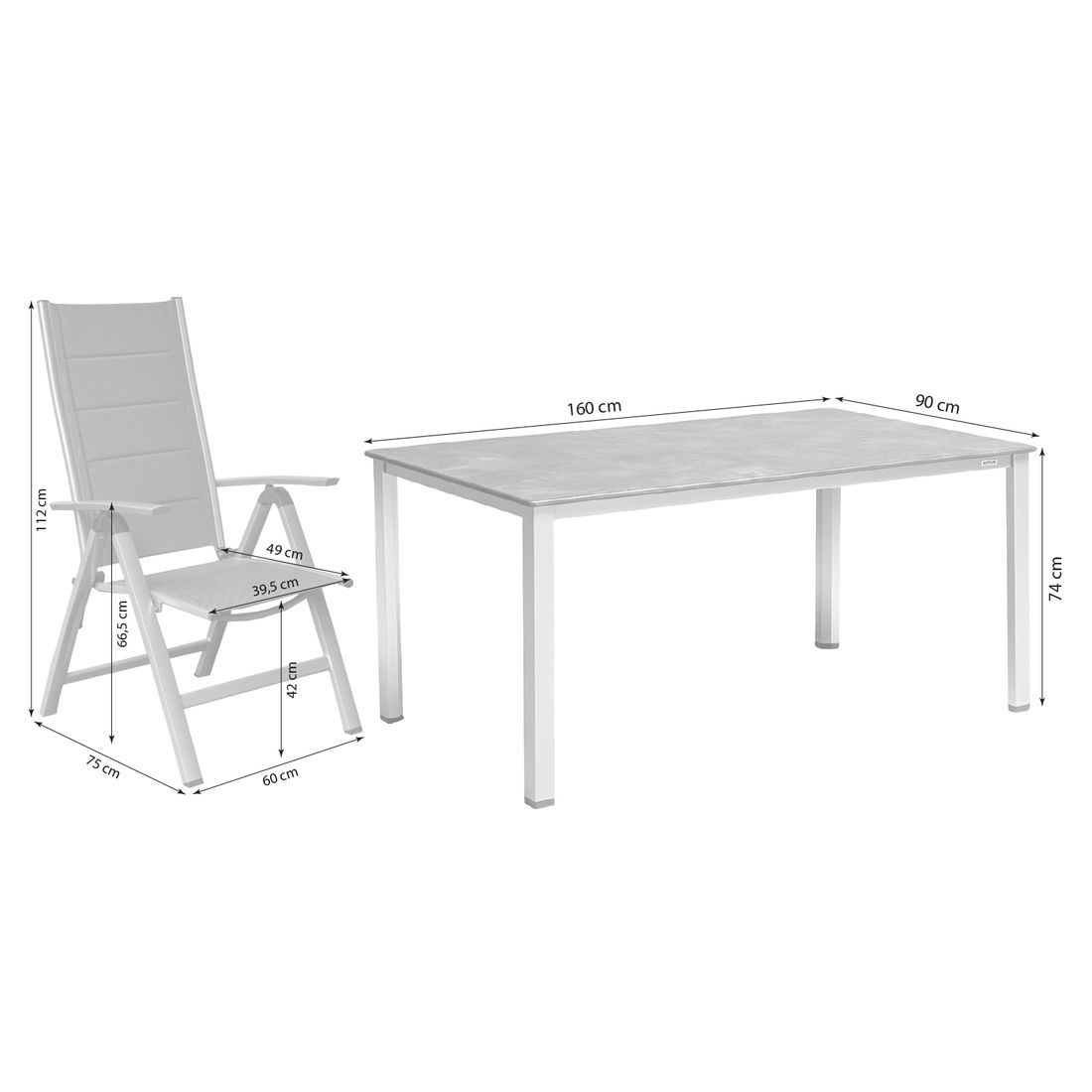 OUTLIV. Melbourne Gartenmöbel-Set M (4 Plätze) mit Kettler Tisch 160x90cm