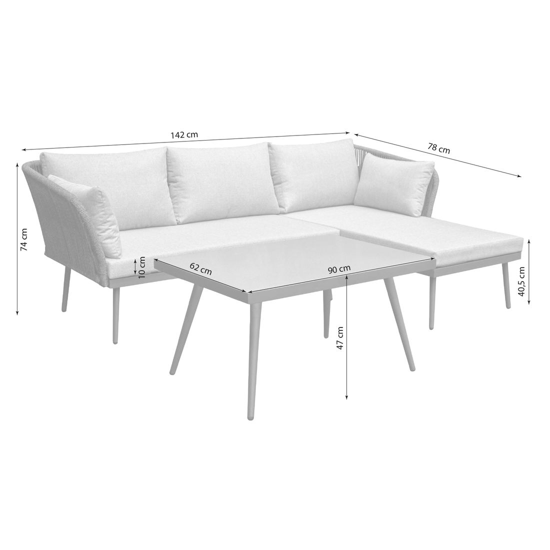 LC Garden Sunera Ecklounge Stahl/Rope