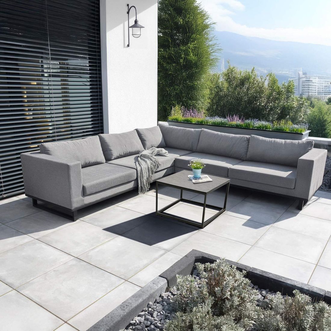 OUTLIV. Miami Ecklounge inkl. Loungetisch Aluminium/Sunbrella