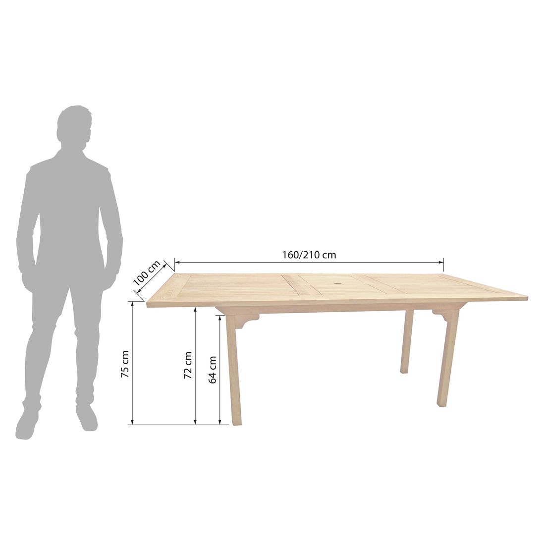 Zebra Brasilia Ausziehtisch 160/210x100cm Teak