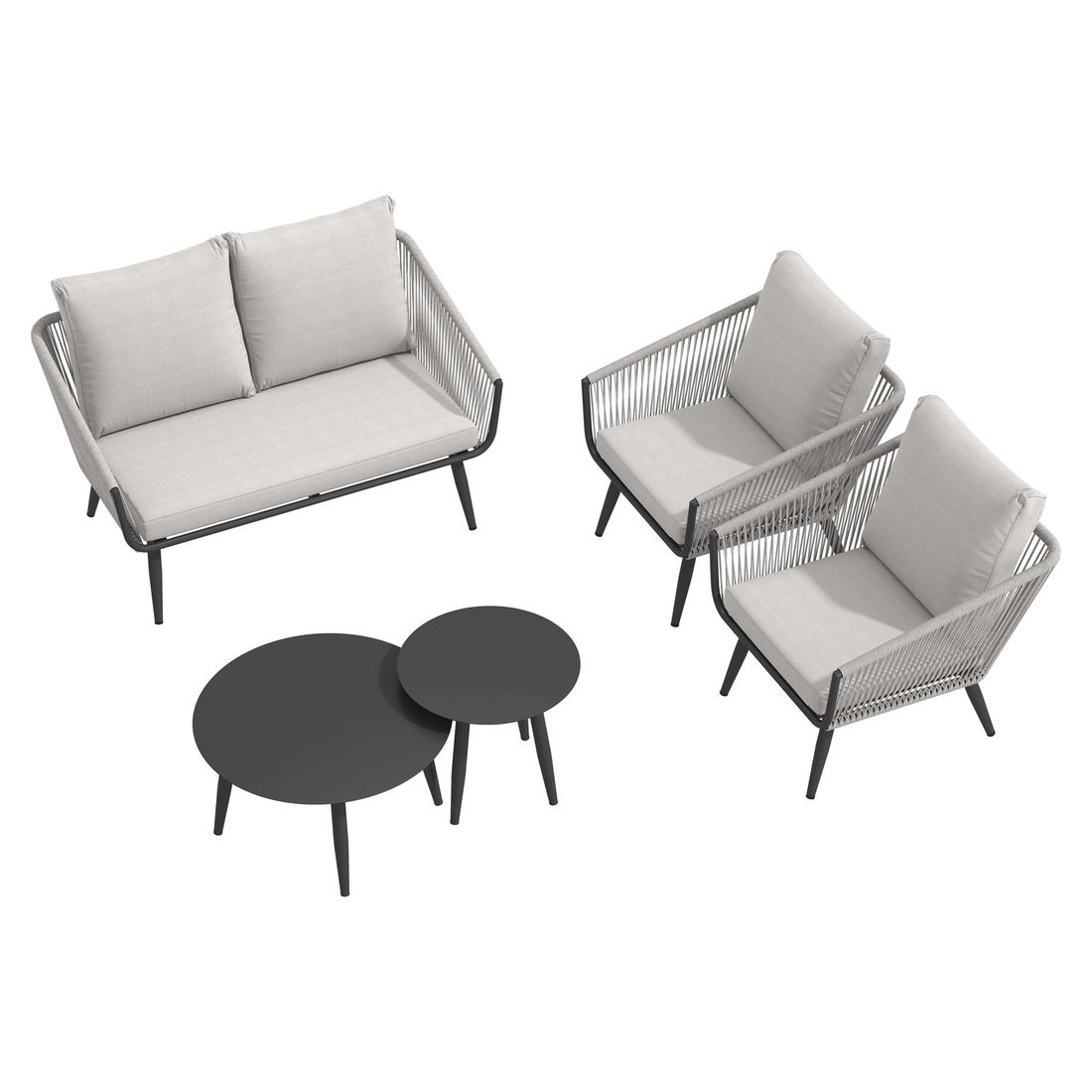 OUTLIV. Alex Loungeset inkl. Loungetische Aluminium/Rope/Olefin