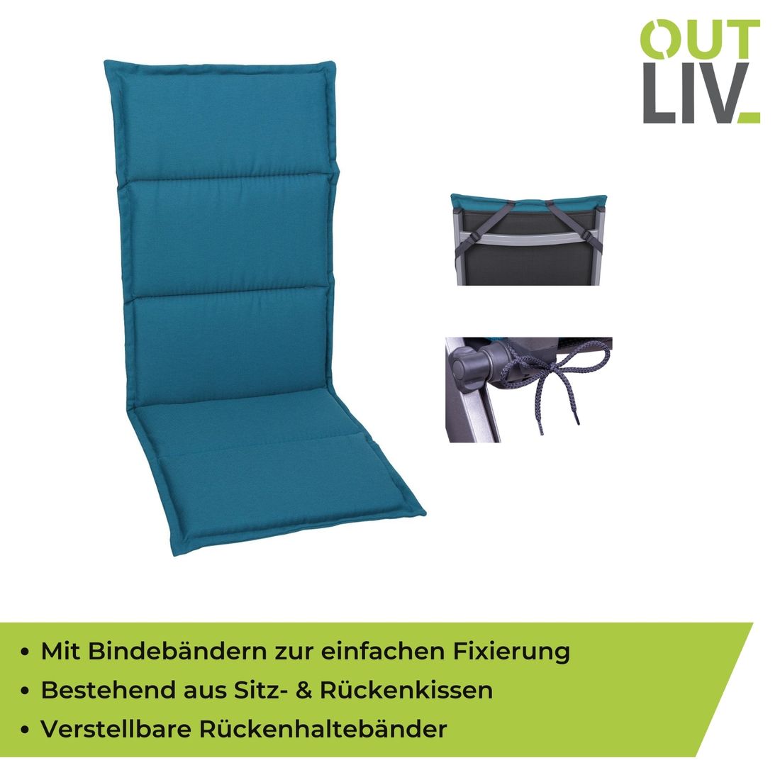 OUTLIV. Gartenstuhlauflage Hochlehner 48x120cm Kunstfaser