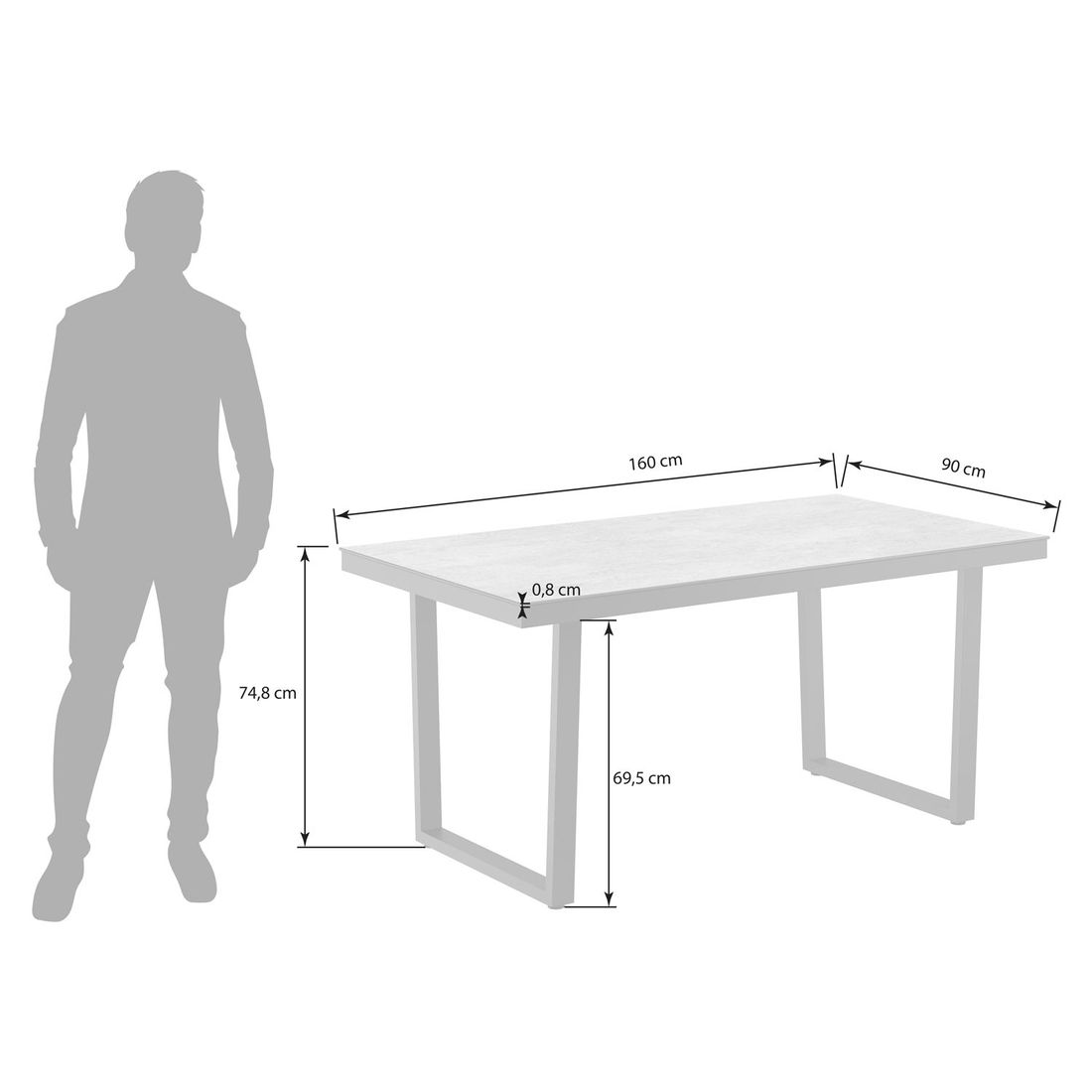 OUTLIV. Gartentisch 160x90cm Edelstahl/Dekton