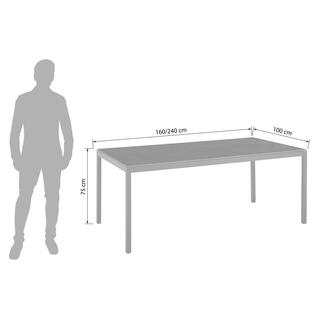 OUTLIV. Mia Ausziehtisch Aluminium/Dekton
