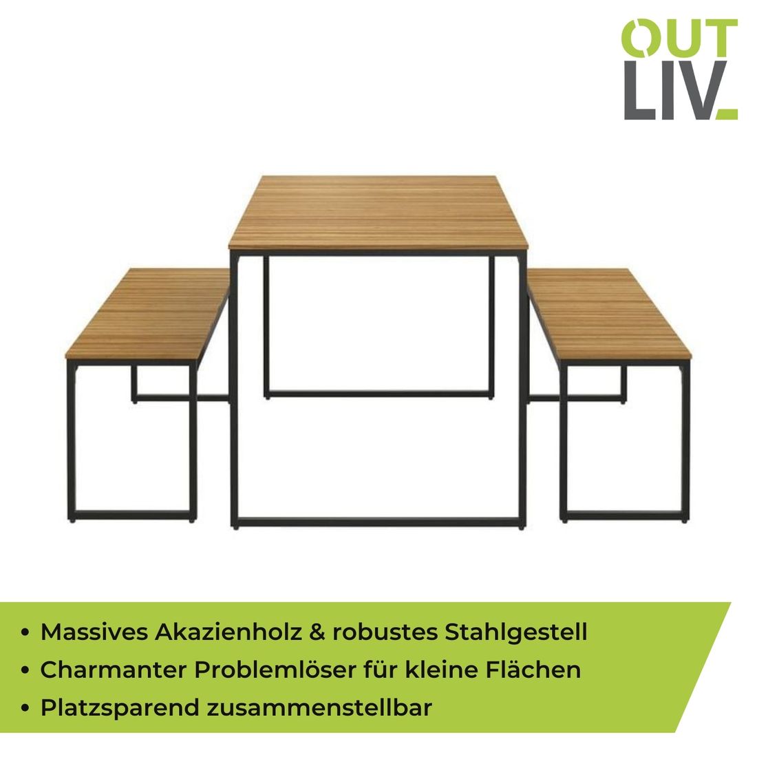OUTLIV. Floris Gartenmöbel-Set M (4 Plätze) Tisch 115x78cm