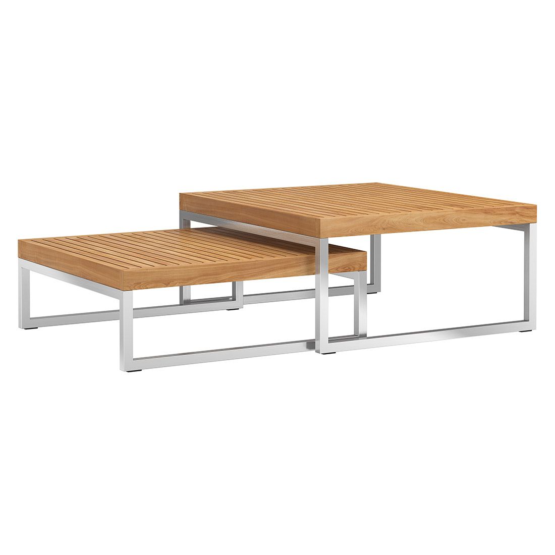 OUTLIV. Hawaii Loungetische 2er Set Edelstahl/Teak