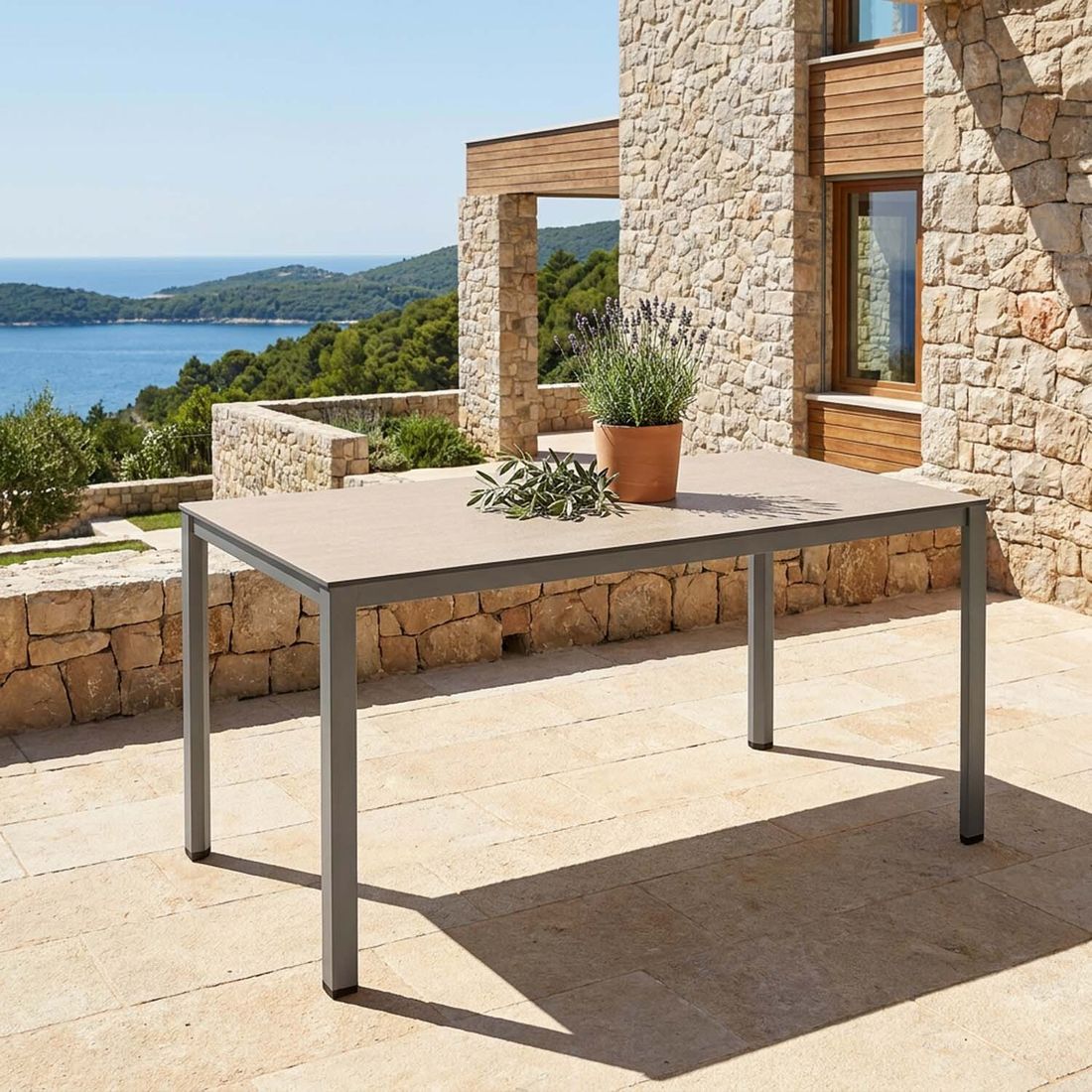 Kettler Cubic Gartentisch 140x70cm Aluminium/HPL