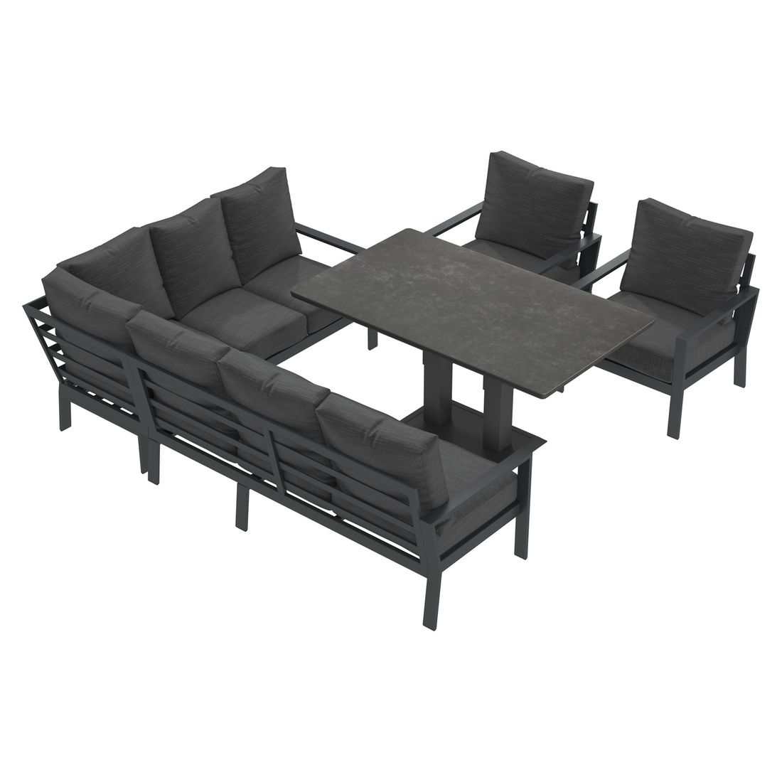 OUTLIV. Atlanta Low Dining Dininglounge Tisch 150x90cm Aluminium/Olefin