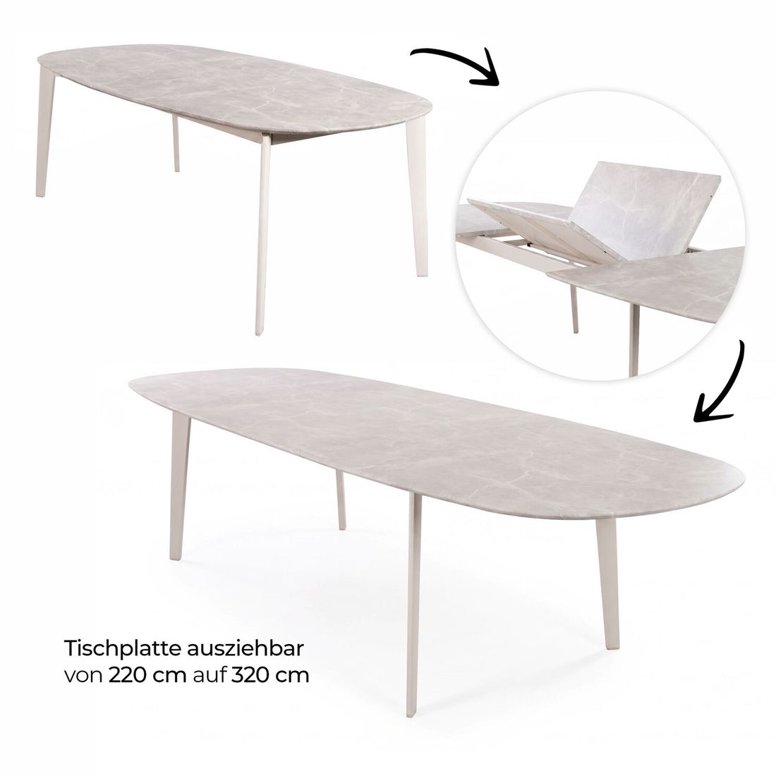 OUTLIV. Mia Ausziehtisch 220/320x100cm Aluminium