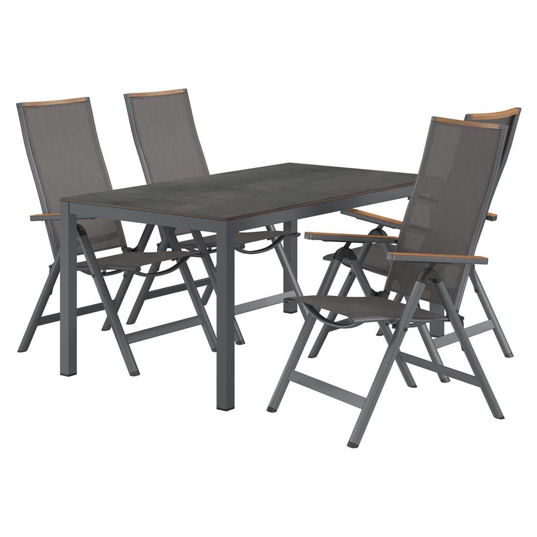 OUTLIV. Jacob Gartenmöbel-Set M verstellbar (4 Plätze) Tisch 160x90cm