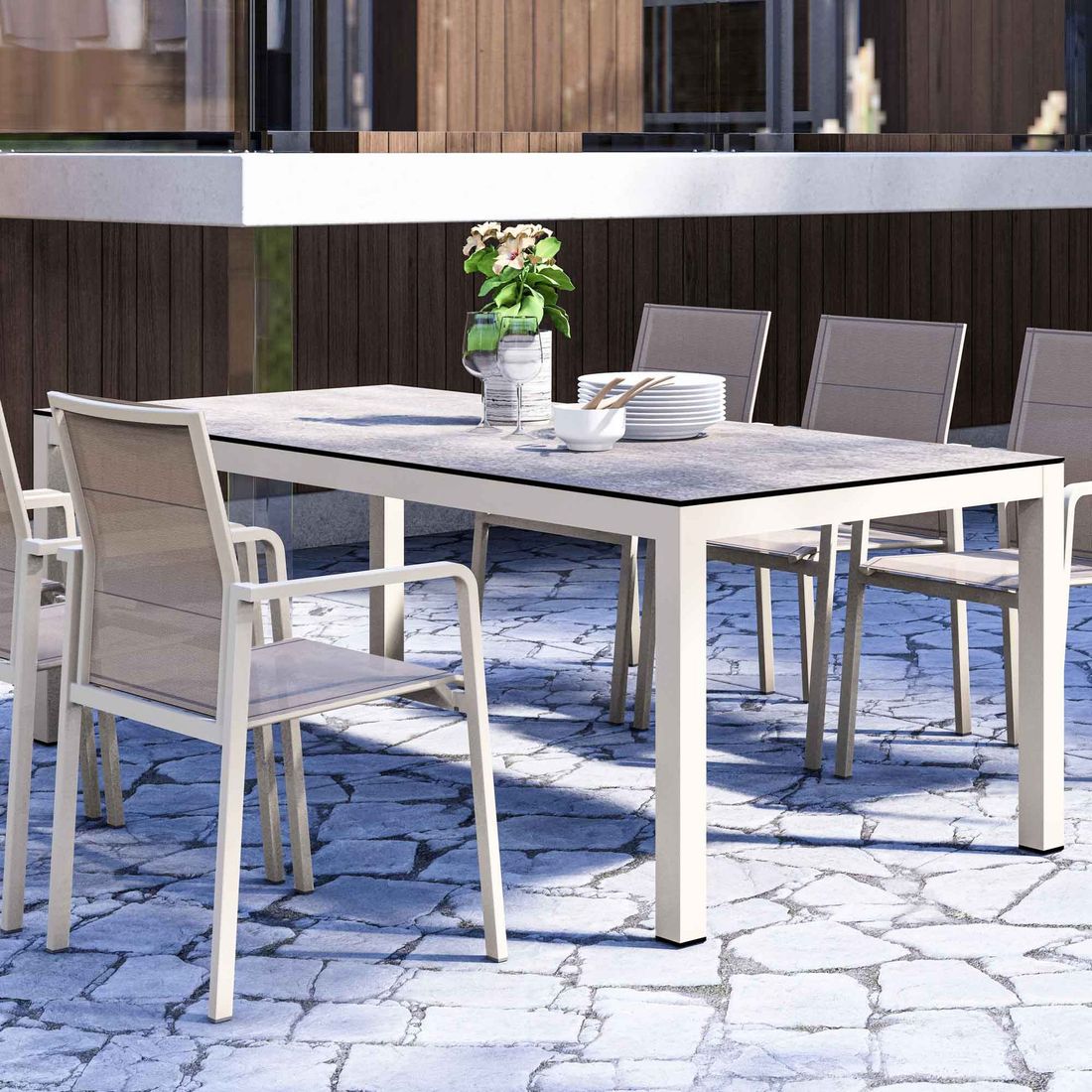Zebra Alus Gartentisch 210x100cm Aluminium/HPL