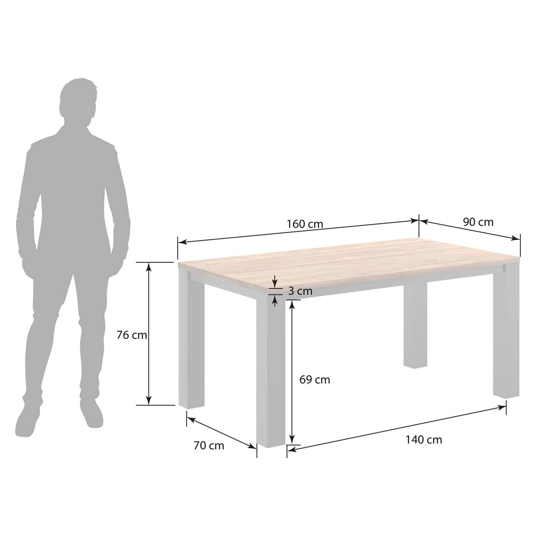 OUTLIV. Atlanta Gartentisch Aluminium/Teak