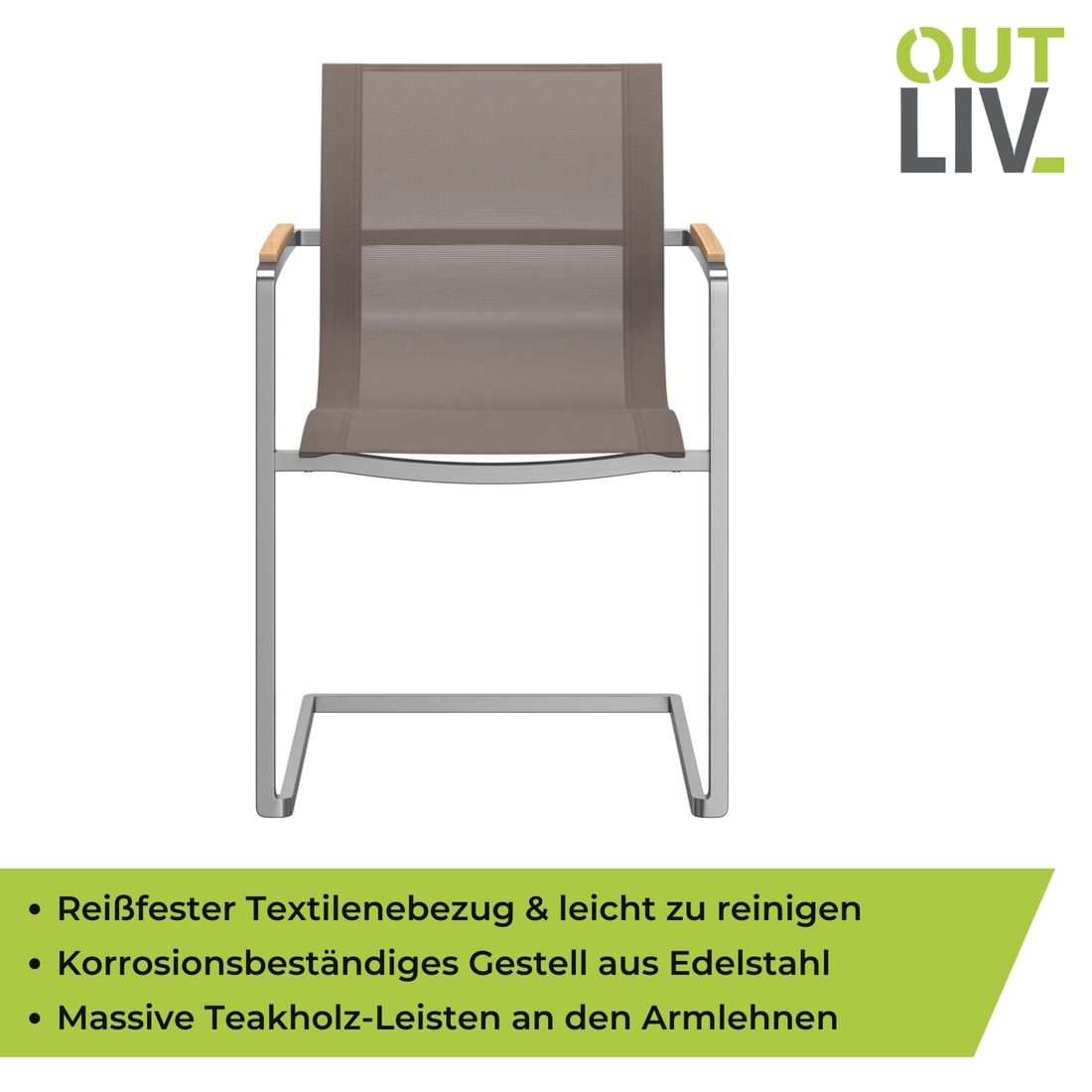 OUTLIV. Rimini Freischwinger Edelstahl/Textilene