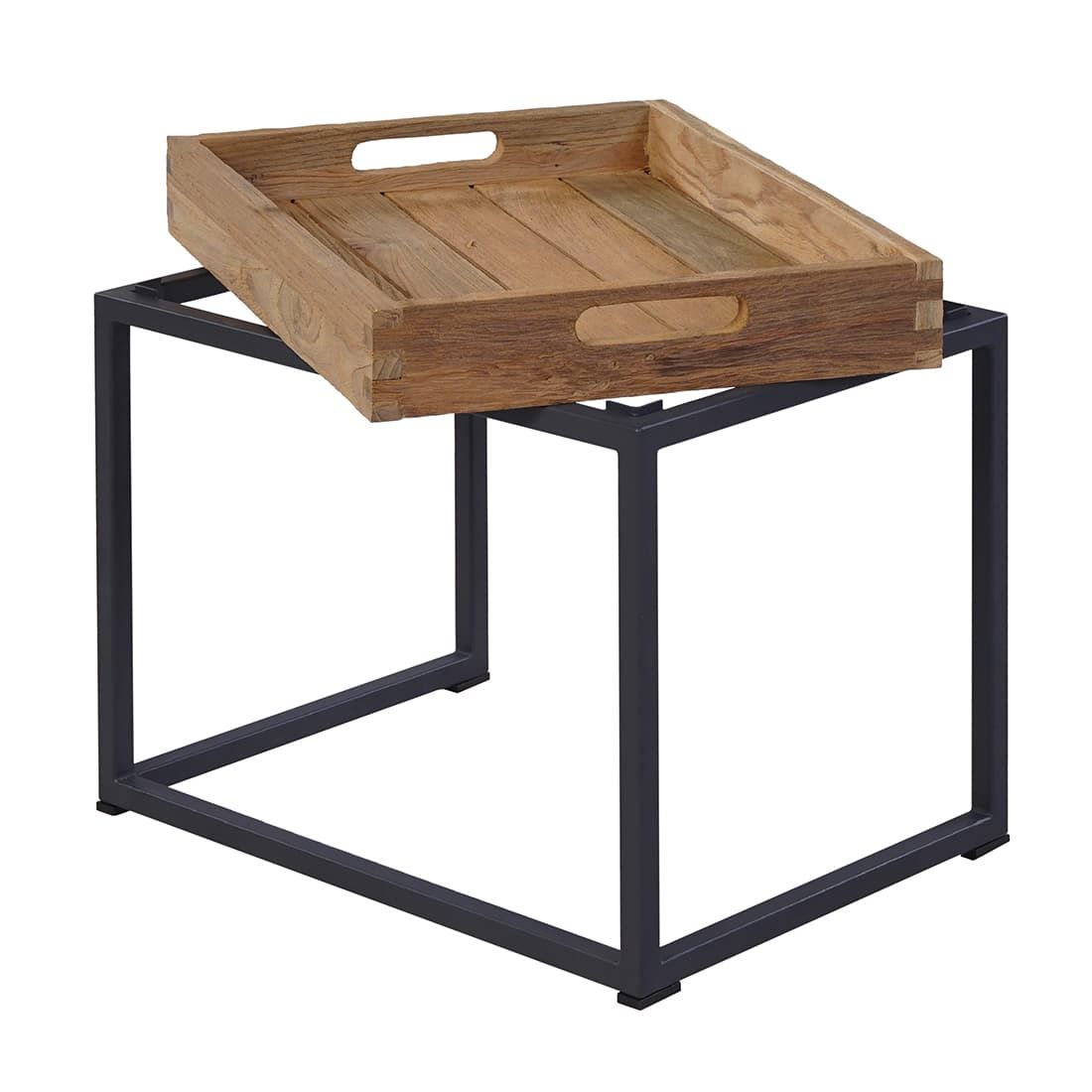 OUTLIV. Tray Beistelltisch Stahl/Teak Recycelt