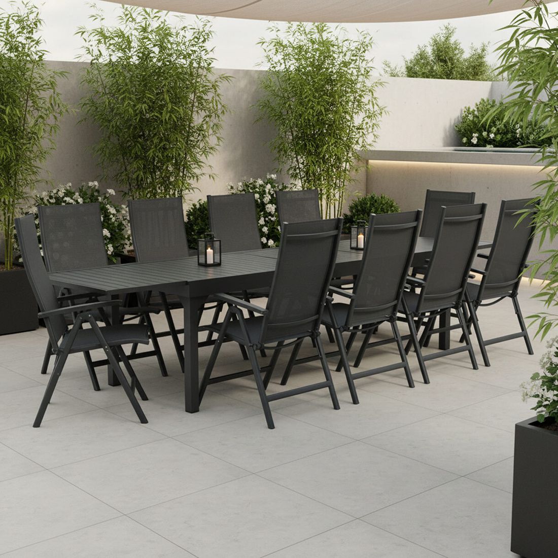 Siena Garden Tauro Gartenmöbel-Set XXL (10 Plätze) mit OUTLIV. Tisch 200/320x100,5cm