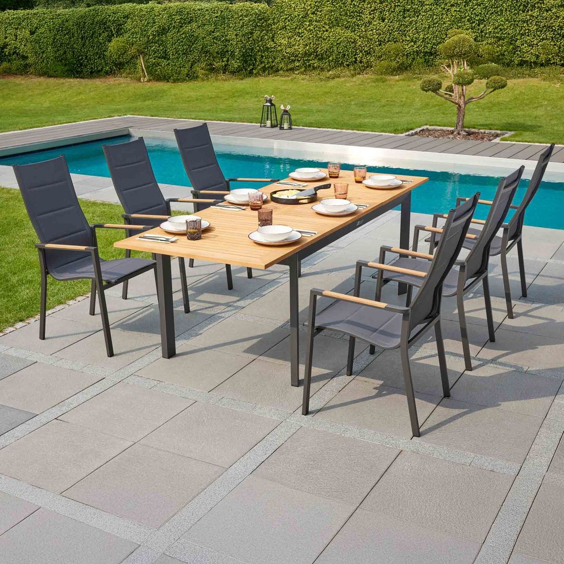 LC Garden Unicamo Ausziehtisch 180/240x90cm Aluminium/Teak