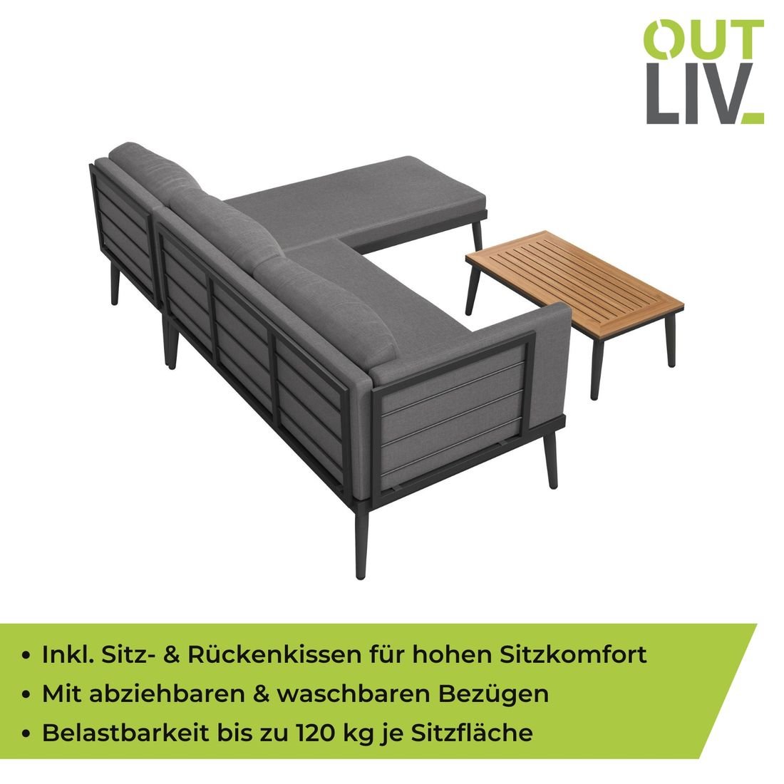OUTLIV. India Ecklounge Stahl/Kunstfaser