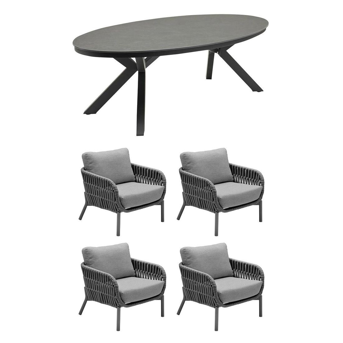 LC Garden Terano Gartenmöbel-Set Low Dining M (4 Plätze) Tisch 220x120cm