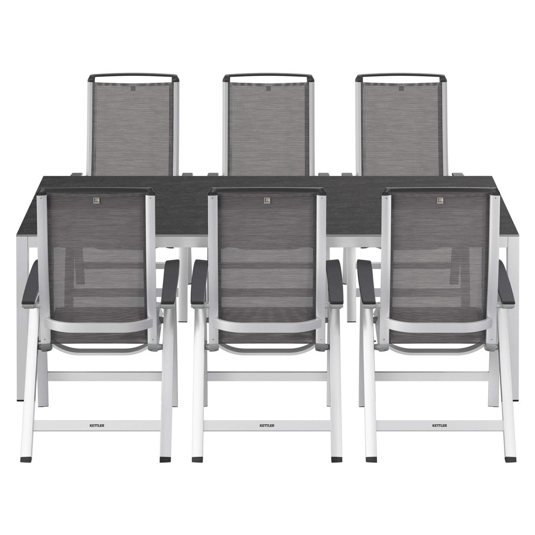 Kettler Forma II Gartenmöbel-Set L verstellbar (6 Plätze) mit OUTLIV. Tisch 220x100cm