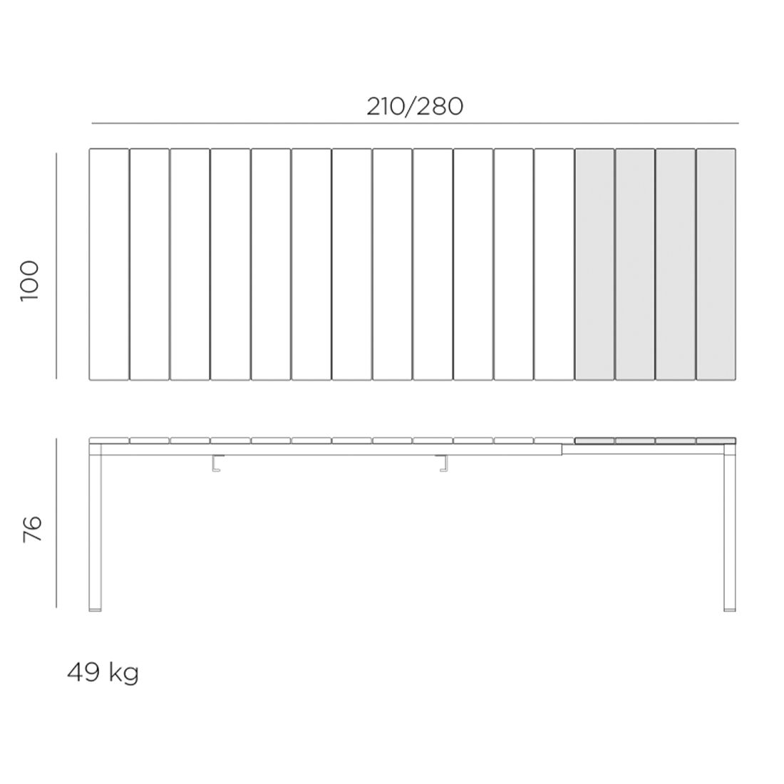 Nardi Net Gartenmöbel-Set XL (8 Plätze) Tisch 210/280x100cm