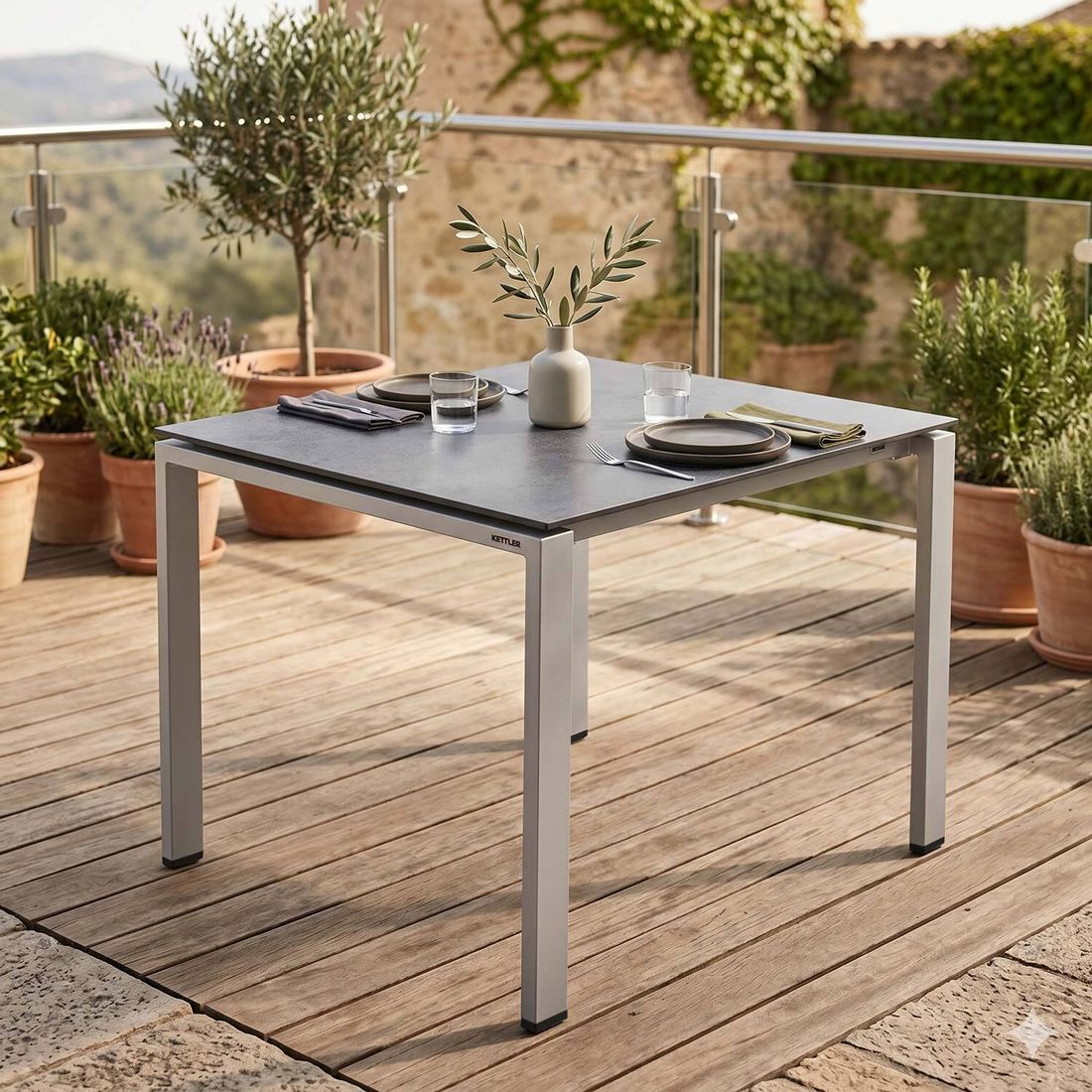 Kettler Float Gartentisch 95x95cm Aluminium/HPL