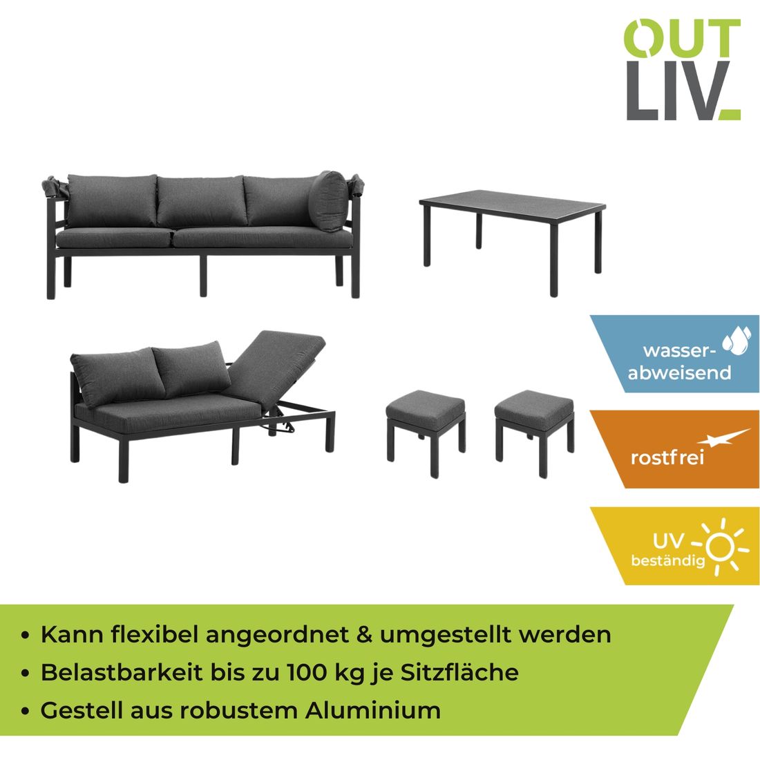 OUTLIV. Anzio Dininglounge Aluminium/Spunpolyester