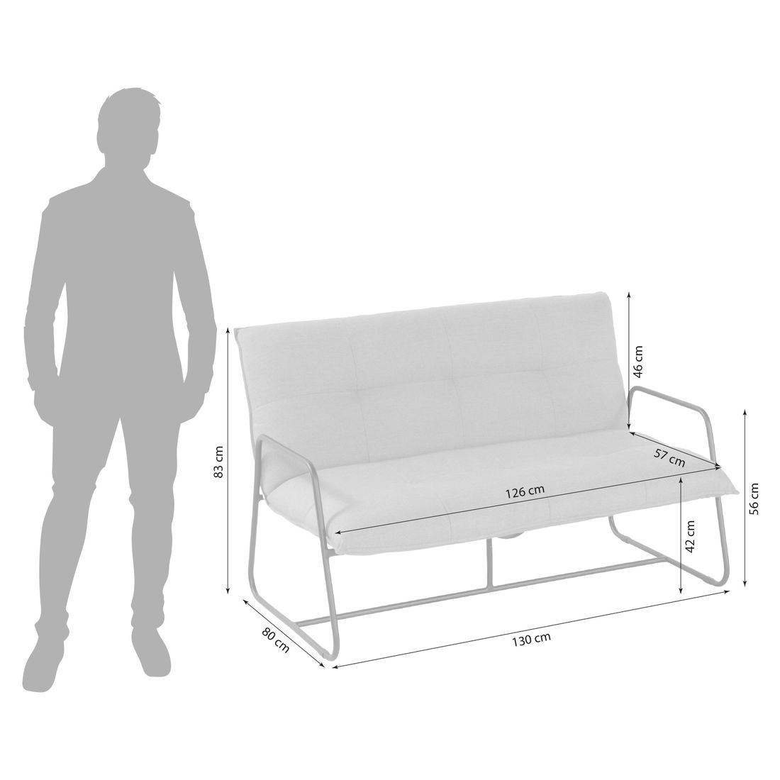 SCHÖNER WOHNEN-Kollektion Fontein Gartenloungesofa Aluminium/Sunbrella