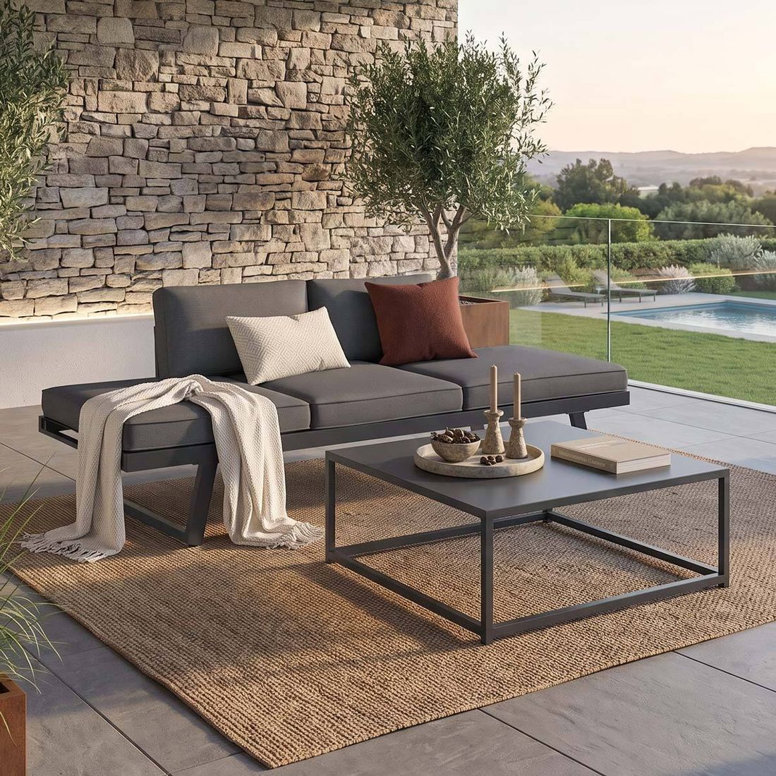 OUTLIV. Lucca Loungeset inkl. Lougetisch Aluminium/Polyester