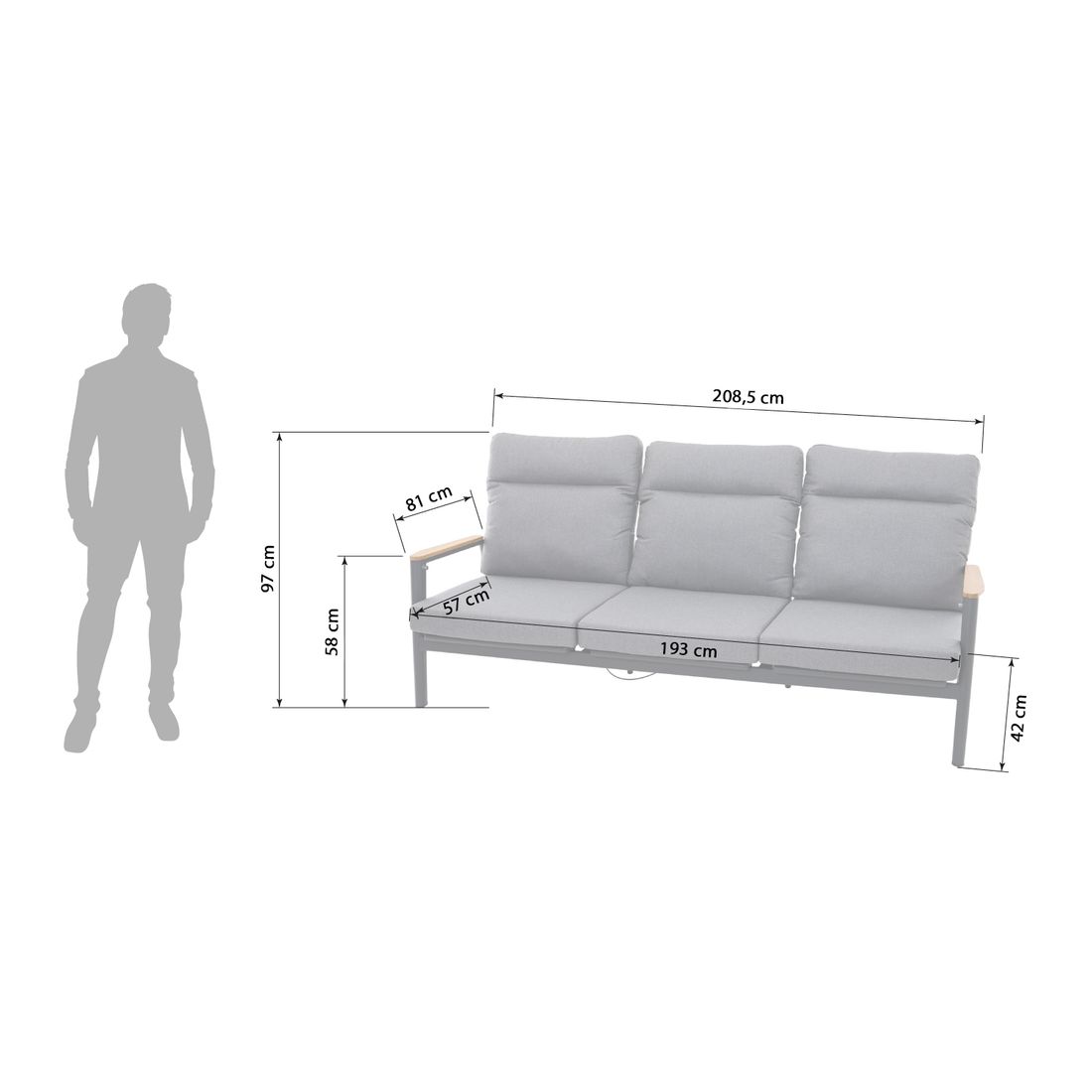 Siena Garden Cortina Gartenloungesofa verstellbar Aluminium/Rope/Polypropylen