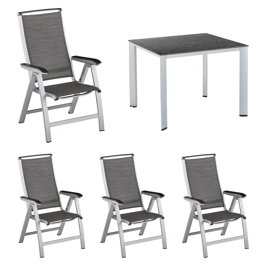 Kettler Forma II Gartenmöbel-Set M verstellbar (4 Plätze) Tisch 95x95cm
