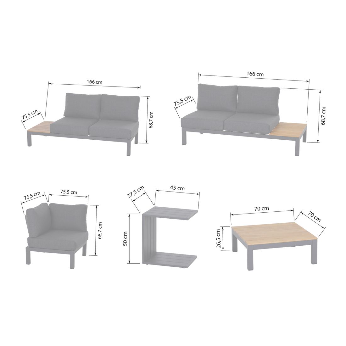 Siena Garden Brighton Ecklounge Aluminium/Kunstfaser