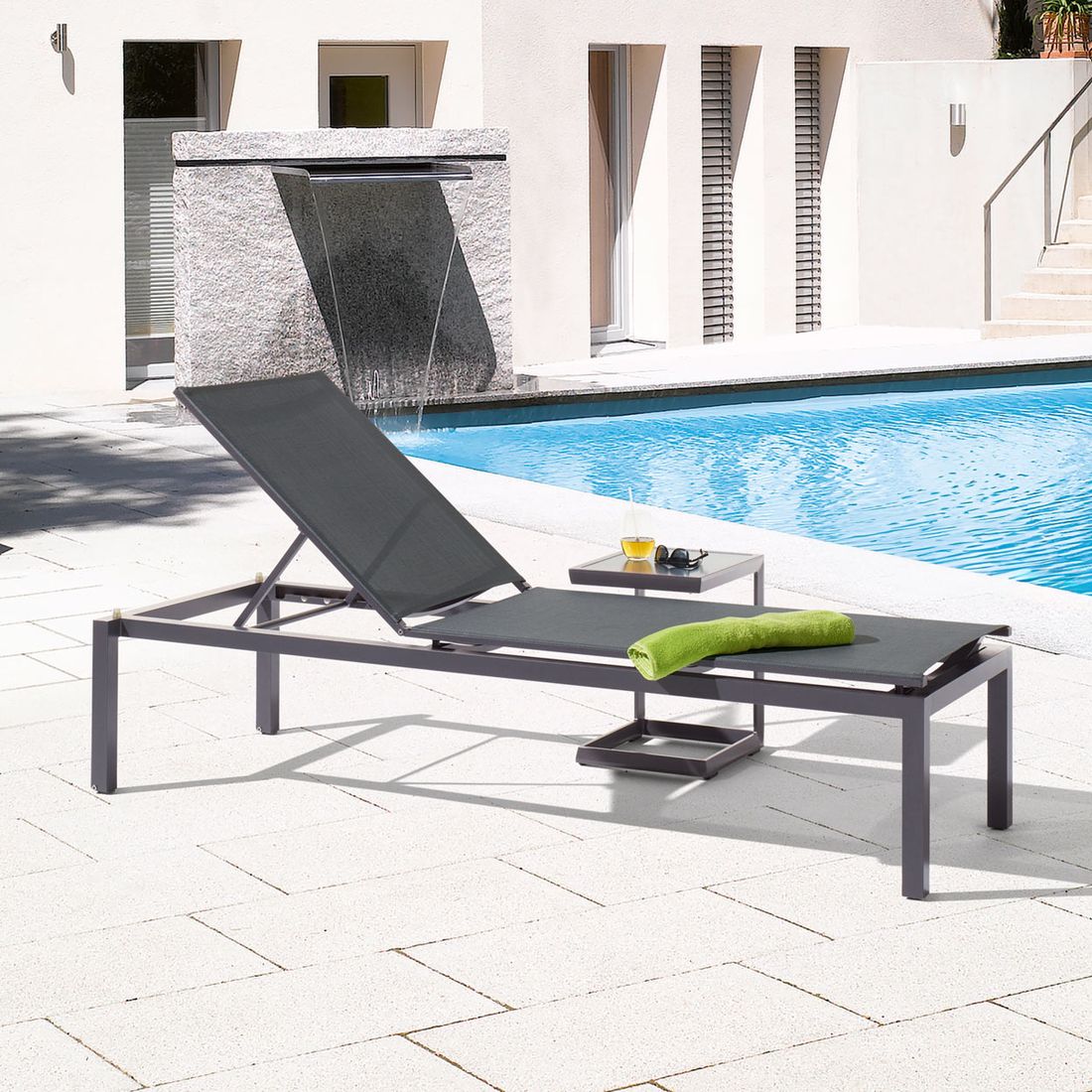 Sieger Brest Gartenliege verstellbar Aluminium/Textilux