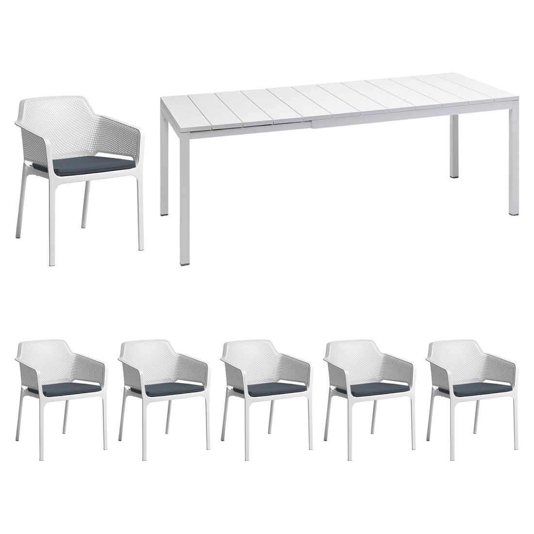 Nardi Net Gartenmöbel-Set 7-tlg. Tisch 140/210x85cm